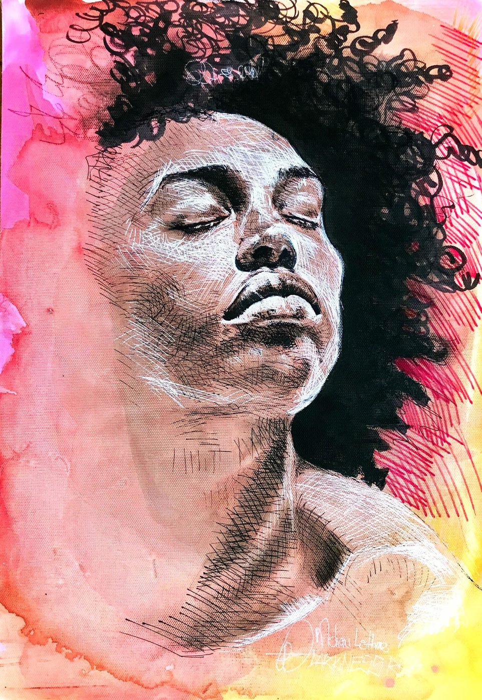 'Dineo' by Mohau Lethae, Ink and watercolour