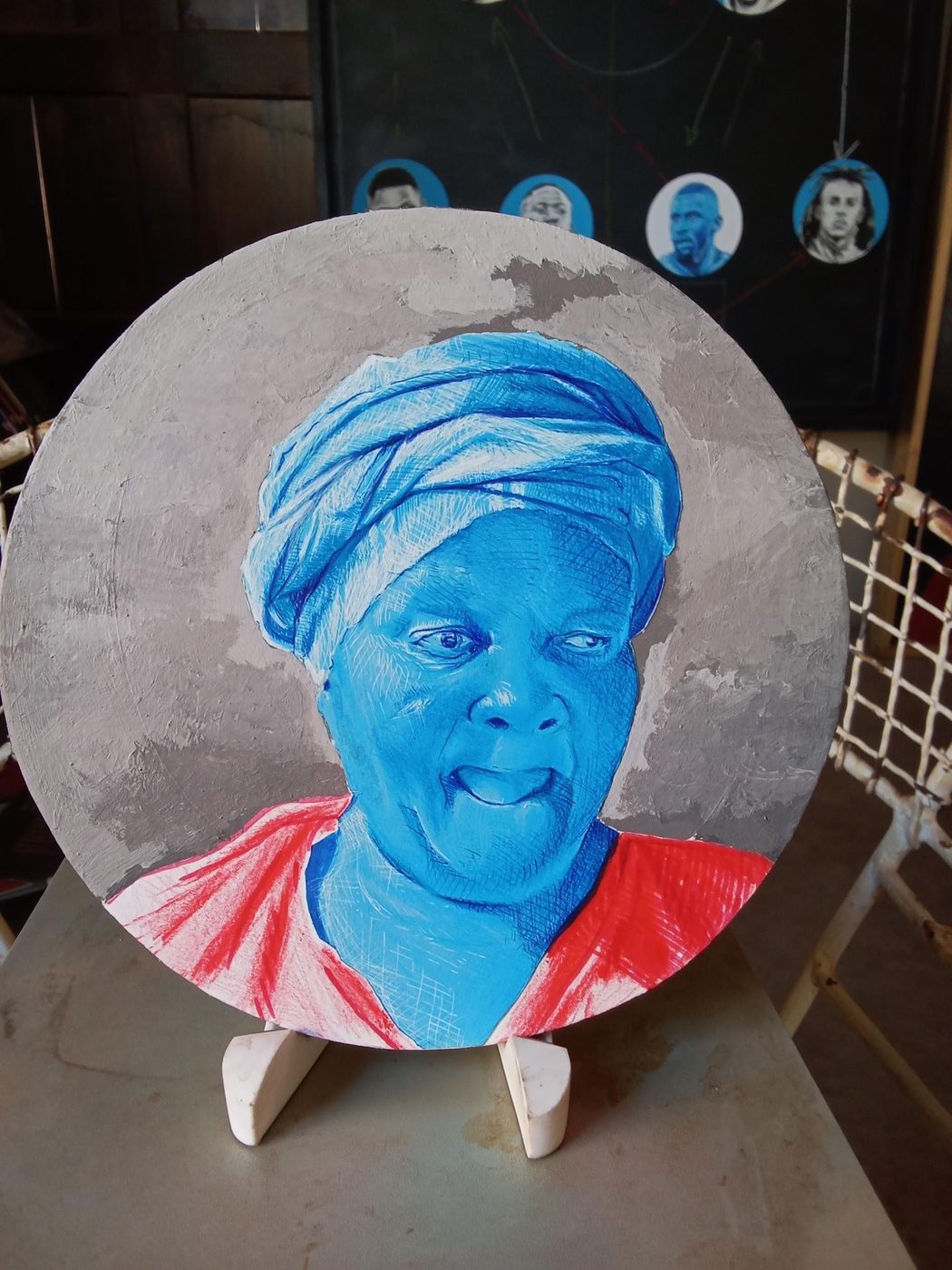 'Miniature Portrait' by Mohau Lethae, Mixed media on board
