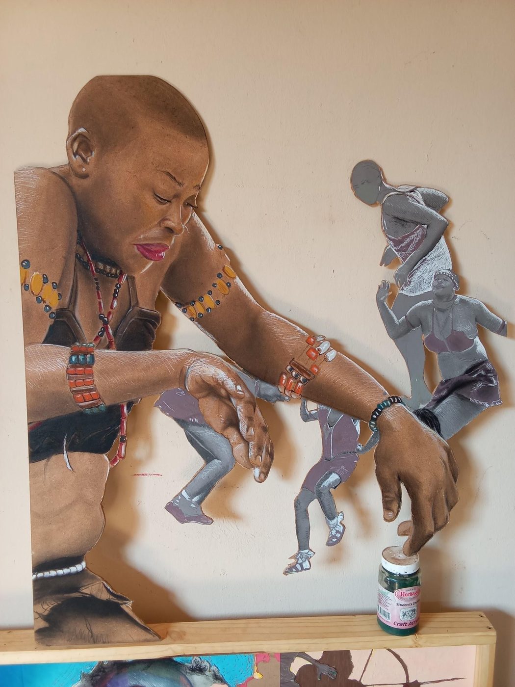'Monyakwe wa Batshwana' by Mohau Lethae, Mixed media on board