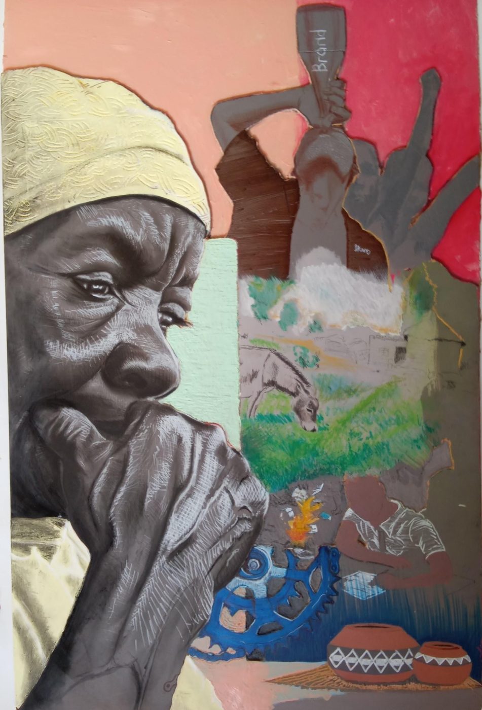 'The People of Vaal' by Mohau Lethae, Mixed media on board