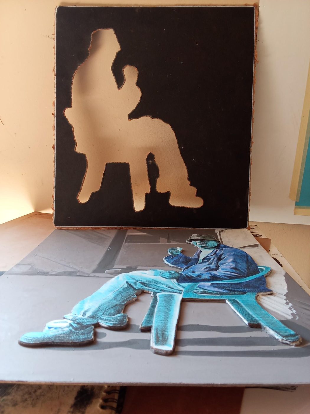 'Tarex — The Stand-Out Portrait' by Mohau Lethae, Mixed media on board, negative-space panel