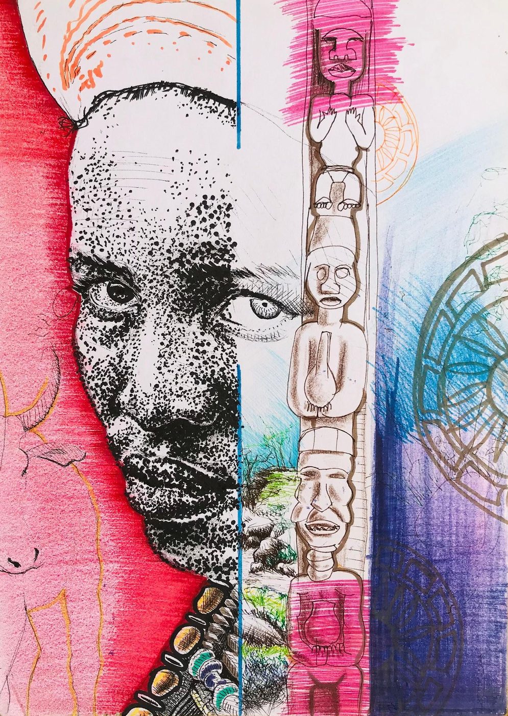 'Thoughts Unending' by Mohau Lethae, Mixed media