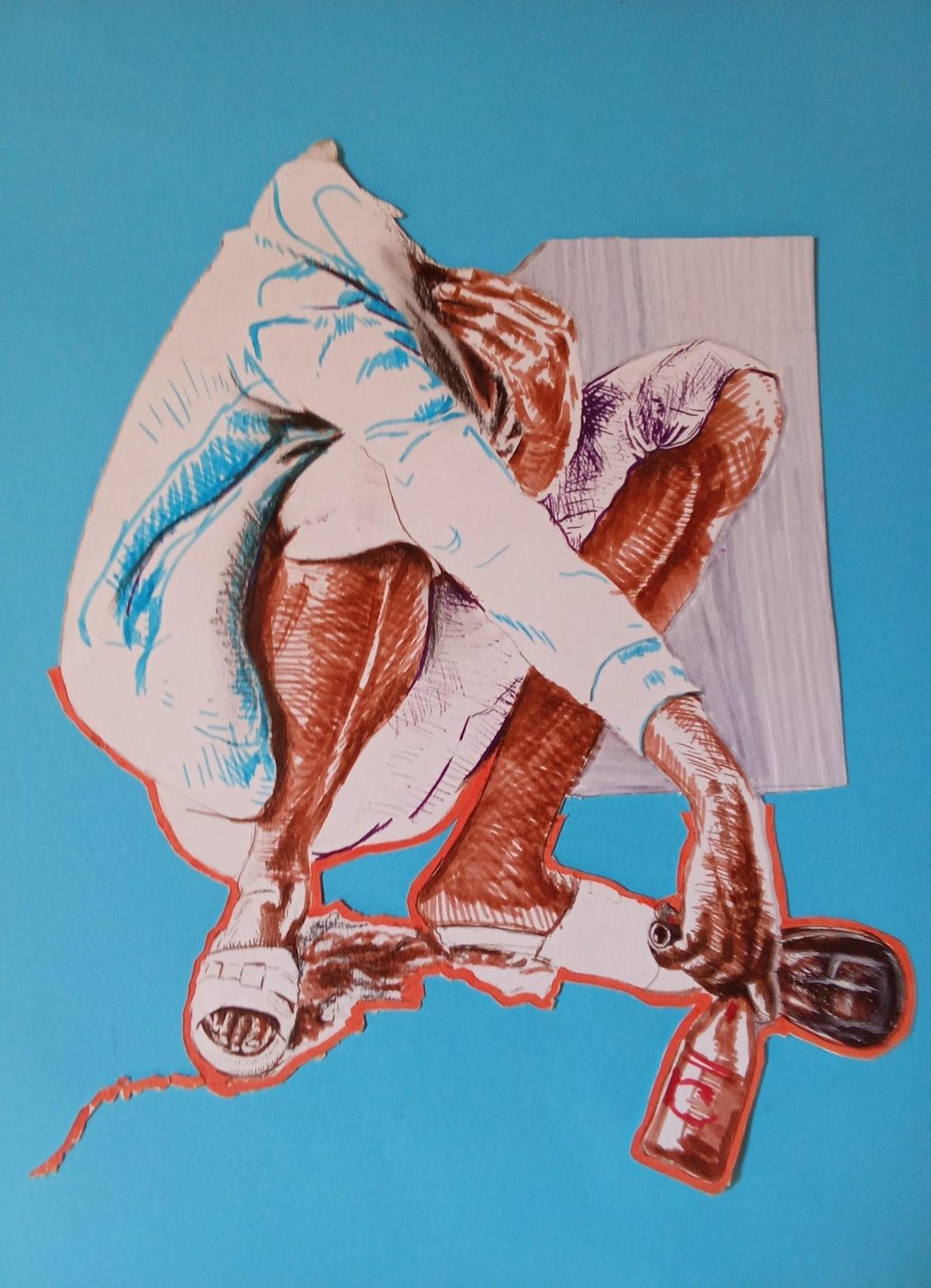 'What Were You Thinking' by Mohau Lethae, Mixed media collage